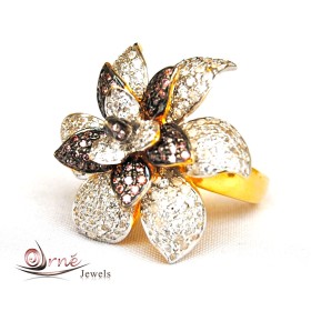 Diamond Wine Floral Cocktail Ring